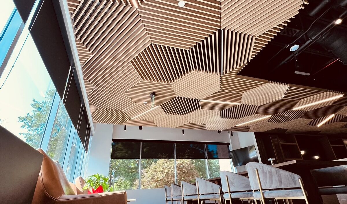 Grille wood ceiling panels