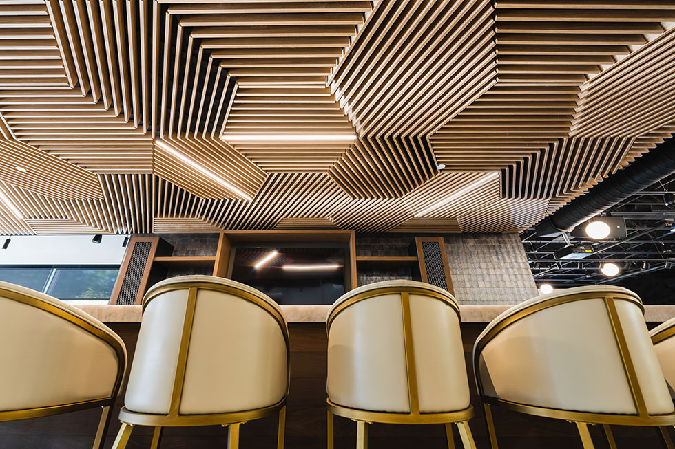 Grille style wood ceiling tiles