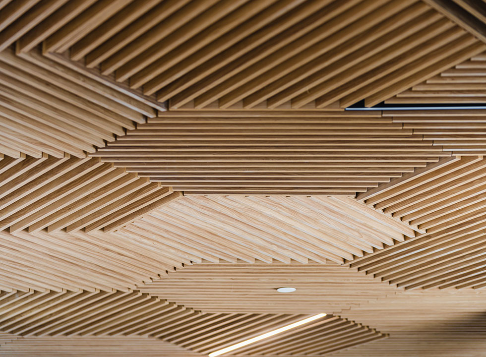 Grille style wood ceiling tiles