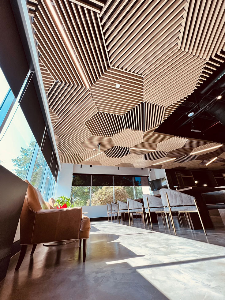 Grille style wood ceiling tiles