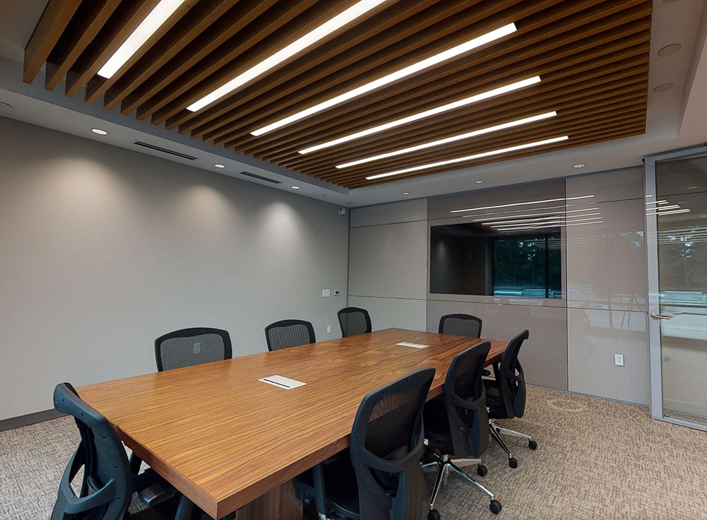 conference room with baffle ceiling